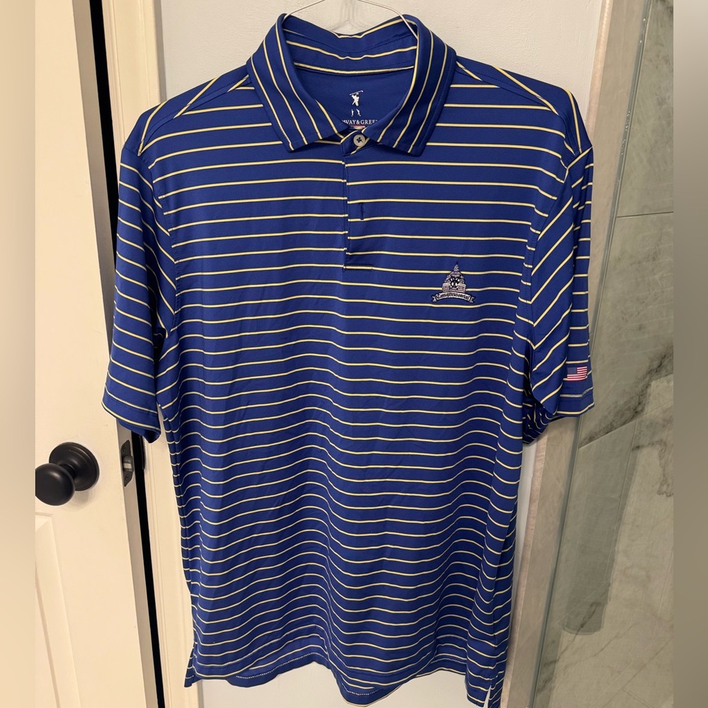 Men’s Fairway & Greene Self Collar Stripe Golf Polo - Congressional Club